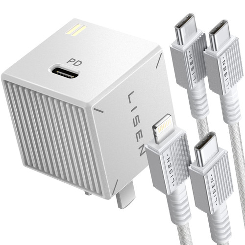 USB C Wall Charger Block, 30W GaN PD Fast Charger, USB-C Charger Adapter with USB C to Lighting for iPhone 14/13/12 Pro Max and USB C to USB C Cable for iPad Pro USB C Wall Charger Block, 30W GaN PD Fast Charger, USB-C Charger Adapter with USB C to Lighting for iPhone 14/13/12 Pro Max and USB C to USB C Cable for iPad Pro