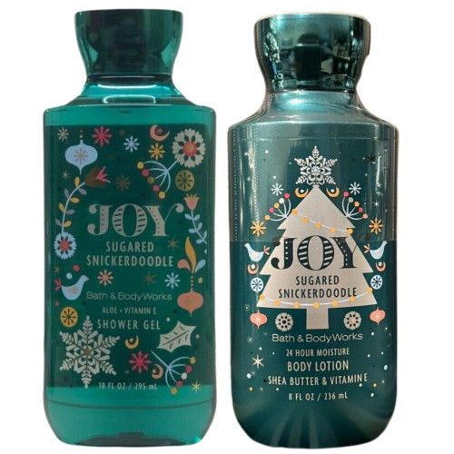 Bath and Body Works Gift Set of 10 oz Shower Gel and 8 oz Lotion (Joy Sugared Snickerdoodle), Multicolor