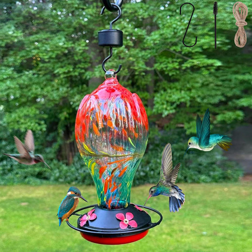 30 Ounces Glass Hummingbird Feeder,Hummingbird Feeders for Outdoors Hanging, Blown Glass Humming Birds Feeders for Outside with Perch Leak Proof Red 30 Ounces Glass Hummingbird Feeder,Hummingbird Feeders for Outdoors Hanging, Blown Glass Humming Birds Feeders for Outside with Perch Leak Proof Red