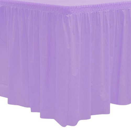 Party Essentials Heavy Duty Plastic Table Skirt, 29" x 14', Lavender