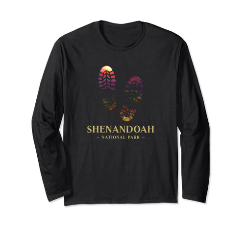Shenandoah National Park Hiking Boot Print Souvenir Long Sleeve T-Shirt