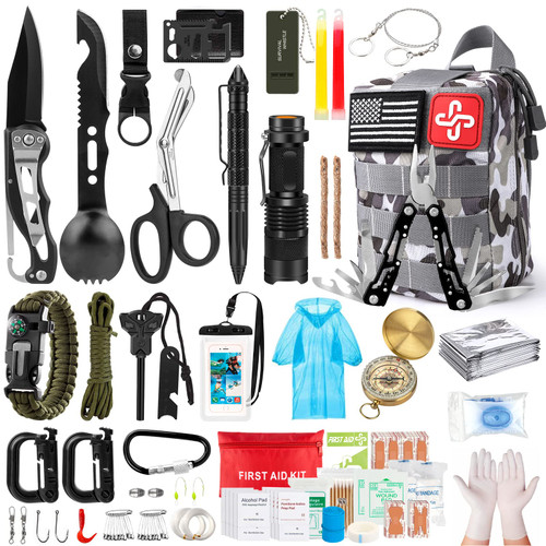 Survival Kit, Emergency Survival Gear First Aid Kit Molle System Compatible Outdoor Survival Gear,Emergency Kits with Trauma Bag for Camping Boat Hunting Hiking and Adventures, for Men Survival Kit, Emergency Survival Gear First Aid Kit Molle System Compatible Outdoor Survival Gear,Emergency Kits with Trauma Bag for Camping Boat Hunting Hiking and Adventures, for Men