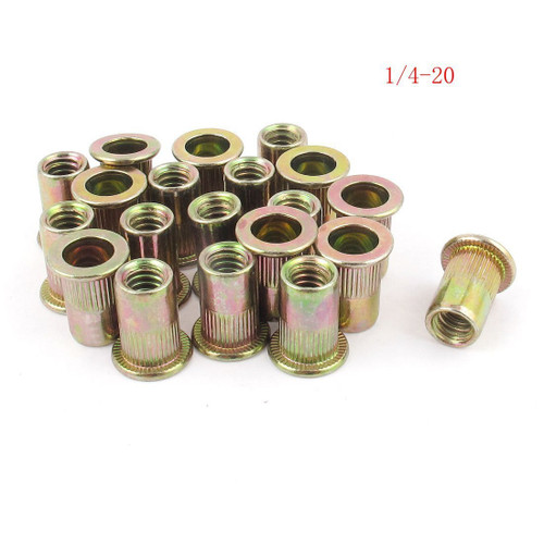 50Pcs Zinc Plated Carbon Steel Rivet Nut Rivnut Insert Nutsert 1/4-20