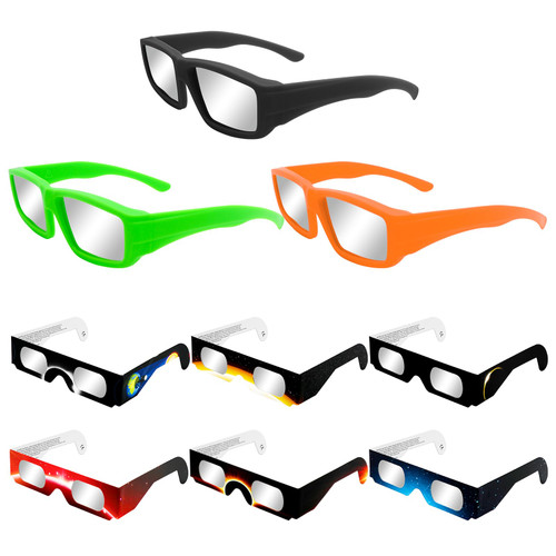 Solar Eclipse Glasses, CE&ISO Certified Plastic Frame Eclipse Glass, Optical Quality Safe Shades for Direct Sun Viewing