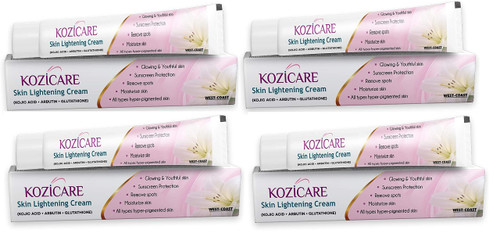 Valocity Kozicare Skin Lightening Cream with Kojic Acid, Arbutin, Glutathione | All Types Hyper Pigmented Skin, Remove Spots- 15g (Pack of 4)