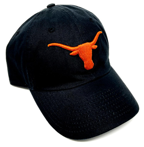 National Cap Cleanup Texas Longhorns Mascot Logo Solid Black Curved Bill Adjustable Slouch Hat