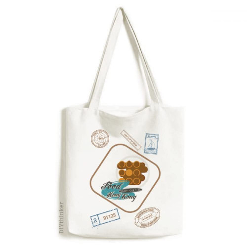 Hong Kong Fish Ball China Stamp Shopping Ecofriendly Storage Canvas Tote Bag