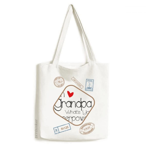 I'm a Grandpa What's your Superpower= Stamp Shopping Ecofriendly Storage Canvas Tote Bag