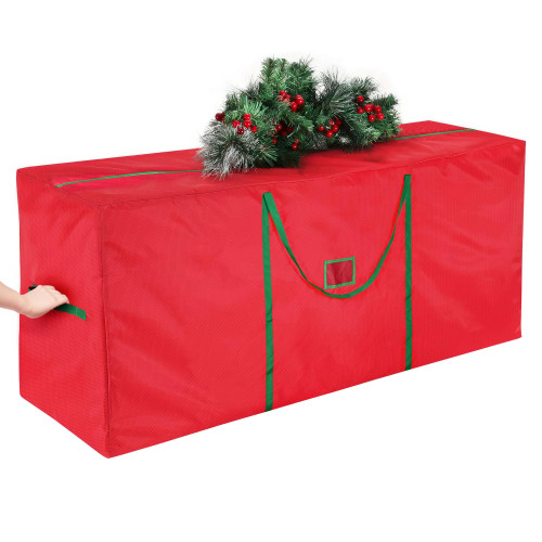 Large Christmas Tree Storage Bag - Heavy Duty 600D Oxford Fits Up To 9Ft Disassembled Xmas Tree, Waterproof Garland Storage with Handles & Zipper