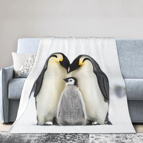 The Penguin Throw Blanket Gifts for Adult Women Men Teens Fluffy 50 X 60 Inches Fleece Soft Flannel Cozy Plush Blankets for Penguin Lovers Bed Sofa Couch Travel Camping