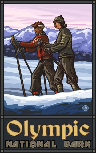 Northwest Art Mall Olympic National Park Cross Country Skiers Unframed Poster Print by Paul A. Lanquist, 11-Inch by 17-Inch