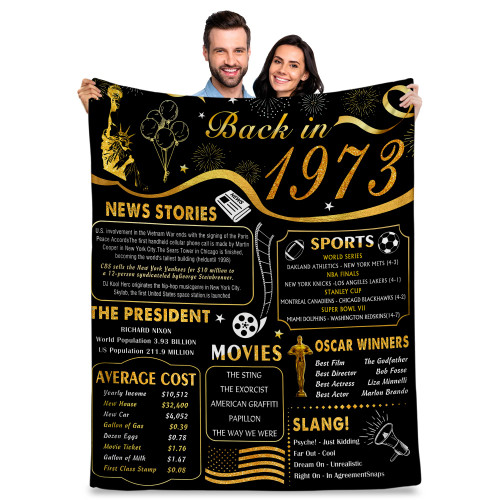 Gkuhwiv 50th Birthday Gift for Men Women, Happy 50th Birthday Decorations, Gifts for 50 Year Old Women Men, Back 1973 50th Birthday Gifts Ideas Throw Blanket 50"x60" Inch Gkuhwiv 50th Birthday Gift for Men Women, Happy 50th Birthday Decorations, Gifts for 50 Year Old Women Men, Back 1973 50th Birthday Gifts Ideas Throw Blanket 50"x60" Inch