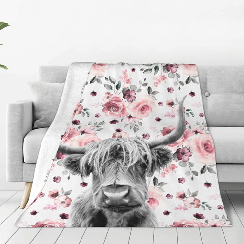 Cow Floral Throws Blanket Plush Fleece Blanket Soft Cozy Warm Lightweight Blanket for Sofa Couch Bed 60"X50" Cow Floral Throws Blanket Plush Fleece Blanket Soft Cozy Warm Lightweight Blanket for Sofa Couch Bed 60"X50"
