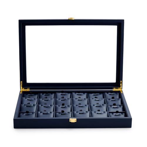Woodten PU Leather Jewelry Pendant Display Tray with Clear Lid Blue Jewelry Box Case for Pendant Necklace
