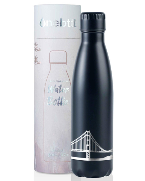 San Francisco City Skyline Gifts, San Francisco Gifts for San Francisco Lovers, Skyline Map 17oz/500ml Stainless Steel Insulated Water Bottle, Perfect for Birthday & Christmas