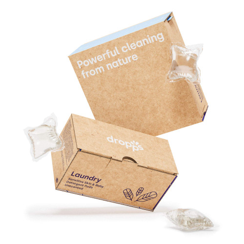 Dropps Sensitive Skin Laundry Detergent Pods: Unscented | 64 Count | HE Compatible + All Washers | Cold Wash + All Temperatures | Free & Clear | Low Waste Packaging