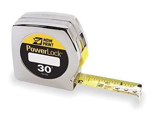 Tape Measure,1 in x 30 ft,Chrome,in/Ft