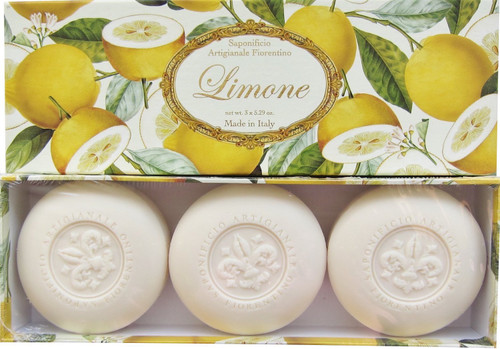 Saponificio Artigianale Fiorentino Yellow Limone Soap Set 3 X 5.29 Oz. from Italy