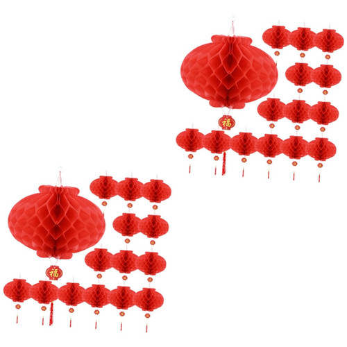 DOITOOL 50 Pcs Small Lantern Festival Decorative Lanterns Red Lantern Chinese New Year Lanterns Spring Festival Hanging Lantern Lanterns for Spring Festival Plastic Honeycomb Accessories