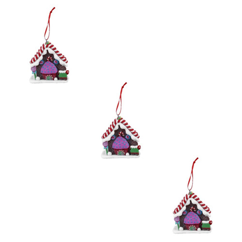 NOLITOY 3pcs Christmas House Pendant Hanging Gingerbread House Gingerbread House Ornament Christmas Mini House Pendant Christmas Candy House Gingerbread House Dough Window Ornaments Clay