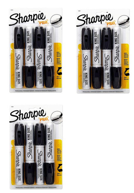 Sharpie 15661PP King Size Permanent Marker, Chisel Tip, Black, 12 Markers