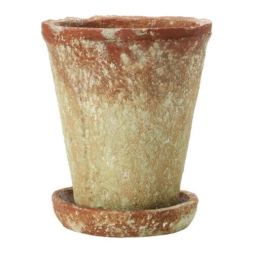 Creative Co-Op Cement Saucer, Distressed Terra-Cotta Finish, Set of 2 (Holds 5" Planter Pot, Brown, 2 Count
