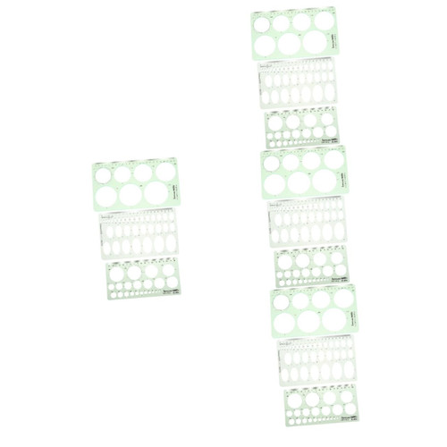 VILLCASE 12 Pcs Geometric Measurement Drawing Template Ruler Student Rulers Technical Drawing Template Drawing Template Rulers Quilting Stencils Measuring Ruler to Draft Round Plastic