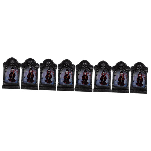ARTIBETTER 8 Pcs Tombstone Led Lights Light up Tombstones Halloween Decor Decorative Lanterns Halloween Tombstone Props Halloween Bedside Light Graveyard Lamp Plastic Skull Lamp Shine 3D