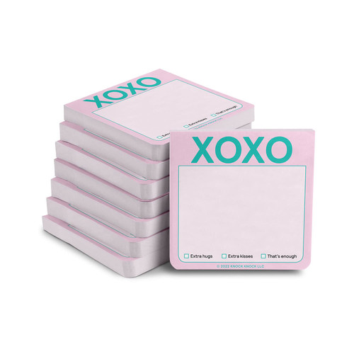 8-Pack Knock Knock XOXO Sticky Note Pads (Pastel Version), 3 x 3-inches, 100 Sheets Each