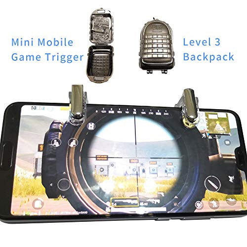 Fort-Nite PUBG Mobile Controller Azlink L1R1 Triggers Gift for Battle Royale Game Lovers[Mini Triggers+ PUBG Level 3 Backpack Keychain] Fort-Nite PUBG Mobile Joysticks