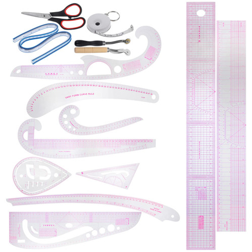 DOITOOL Quilting Rulers 1 Set Clear Metric Sewing Ruler Set French Curve Pattern Ruler Kit Dress Makers Ruler Clear Sewing Tailors Making Ruler for Fabric Beginners Tailors Designers Clear Ruler