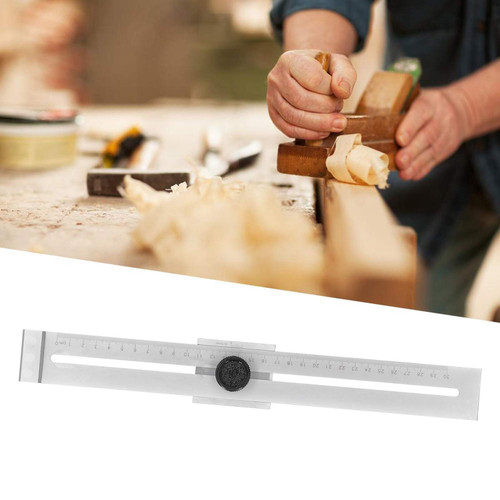 BstXqty 300mm Aluminum Alloy T-Ruler, Professional Scriber, Woodworking Scribe Crossed Out Tool for Furniture Punching Scribing, Carpenter Measuring Marking Tool