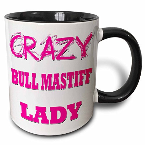 3dRose 174956_4 Crazy Bull Mastiff Lady Two Tone Mug, 11 oz, Black