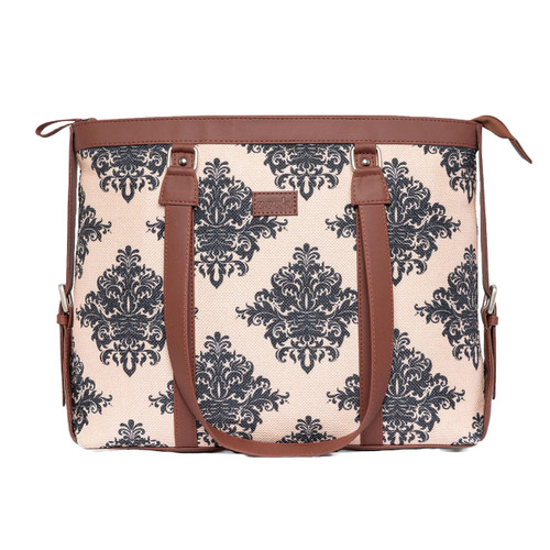 ZOUK Work Tote Bag for Women, Handcrafted Vegan Leather Tote Bag with Zipper, Designer Shoulder Bag, Fits 15.6 Inches Laptop