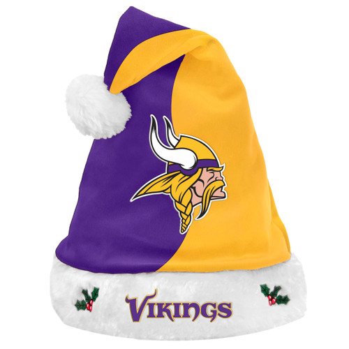 FOCO NFL 2017 Basic Plush Holiday Christmas Santa Hat (Minnesota Vikings)