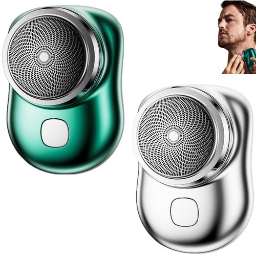 Zao Mini Shaver Men 2023, Zao Electric Razor for Men,Mini-Shave Portable Electric Shaver, Mini Shaver Portable Electric Shaver, Wet and Dry Electric Razor for Men-Green+Sliver