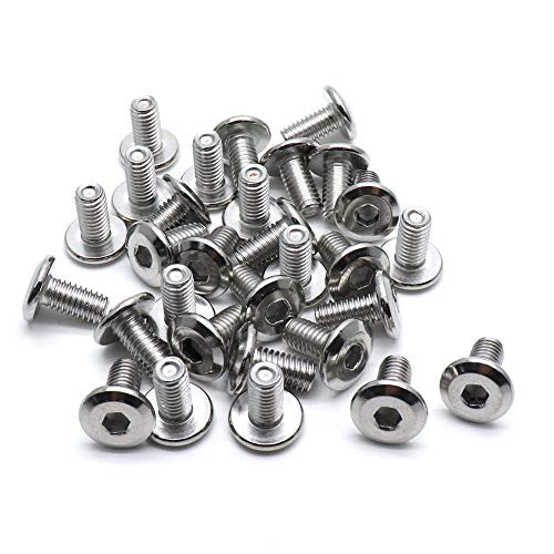 Cyful M6x12mm Stainless Steel Flat Head Hex Socket Cap Bolts Screws Countersunk Connector Fastener,Pack of 30