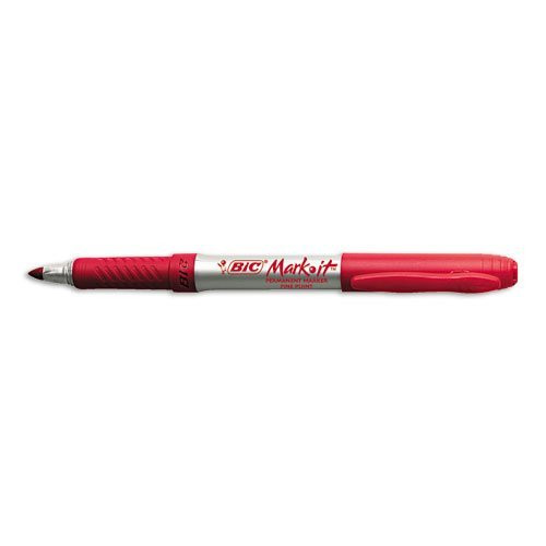 BIC : Mark-It Permanent Markers, Fine Point, Rambunctious Red, Dozen -:- Sold as 2 Packs of - 12 - / - Total of 24 Each