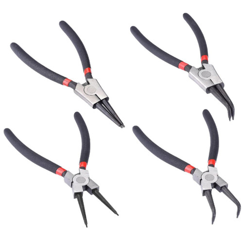 4PCS Snap Ring Pliers Retaining Ring Pliers Circlip Pliers Set 7inch Heavy Duty Internal External with Straight Bent Jaw Storage Bag