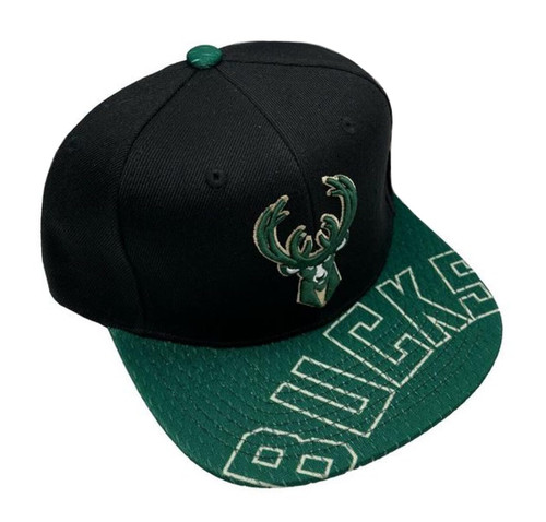 Mitchell & Ness Milwaukee Bucks Snapshot Snapback Adjustable Hat Cap - Black and Green