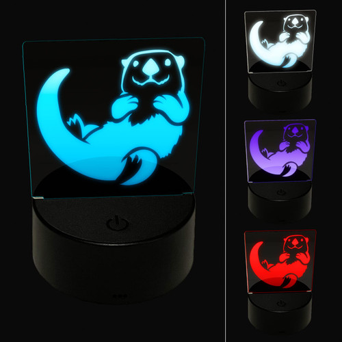 Sniggle Sloth Floating Sea Otter 3D Illusion LED Night Light Sign Nightstand Desk Lamp