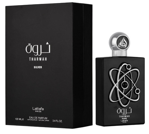 Lattafa Perfumes Tharwah Silver for Unisex Eau de Parfum Spray, 3.4 Ounce
