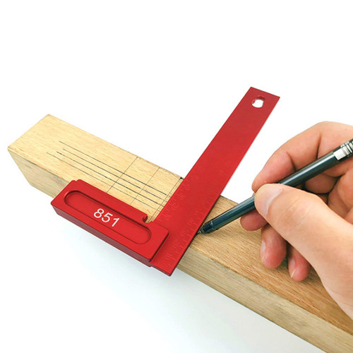 Carpenter Gauge, 200mm 90 Degrees Right Angle Ruler Gauge Aluminum Alloy Line Scriber Drawing Tool for Woodworking Projects, Square, Ruler