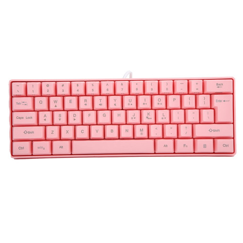 V700 RGB Backlit Keyboard, 61 Keys Wired USB Gaming Mechanical Illuminated Keyboard for Laptop and Desktop Computers, Pink