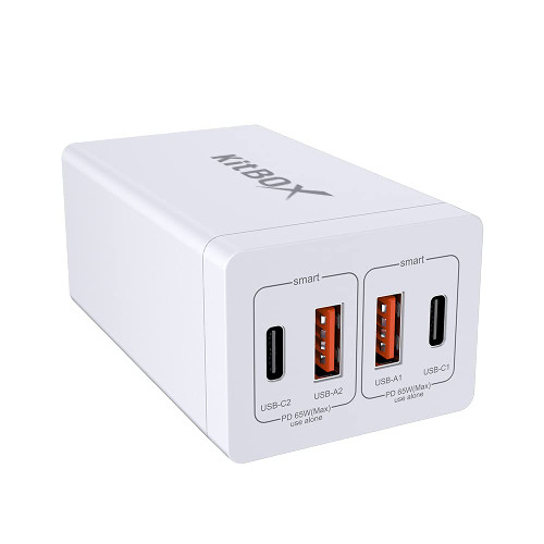 65W USB C Charger Laptop GaN Charger 4-Port Type C 65W Fast Charging USB Block Wall Charger with US Plug 4 in 1 USB Outlet Power Adapter for Laptops,Phones,Tablet etc