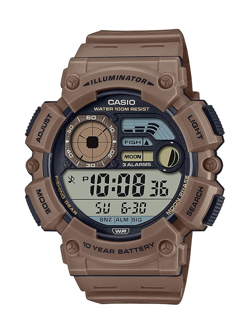 Casio Illuminator 10-Year Battery Men's Moon Phase Fishing Level Watch WS-1500H-5AV Casio Illuminator 10-Year Battery Men's Moon Phase Fishing Level Watch WS-1500H-5AV