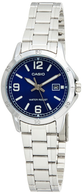 Casio LTP-V004D-2B Women's Dress Stainless Steel Blue Dial Date Watch