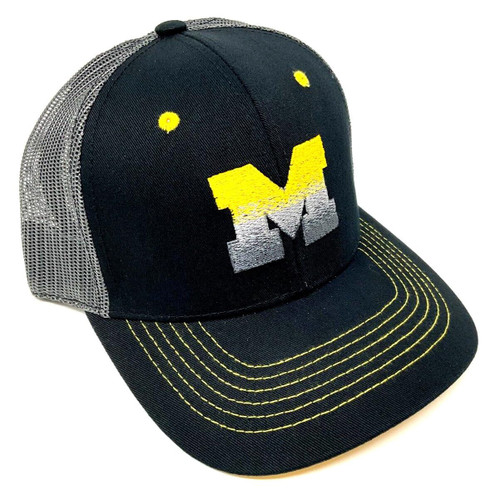 Michigan Wolverines Gradient Fade M Logo Flat Bill Mesh Trucker Snapback Hat