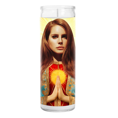 Lana Celebrity Prayer Candle - Saint Musician Candle - 8 inch Glass Prayer Pop Culture Votive - Handmade in USA - Celeb Music Gift Lana Celebrity Prayer Candle - Saint Musician Candle - 8 inch Glass Prayer Pop Culture Votive - Handmade in USA - Celeb Music Gift