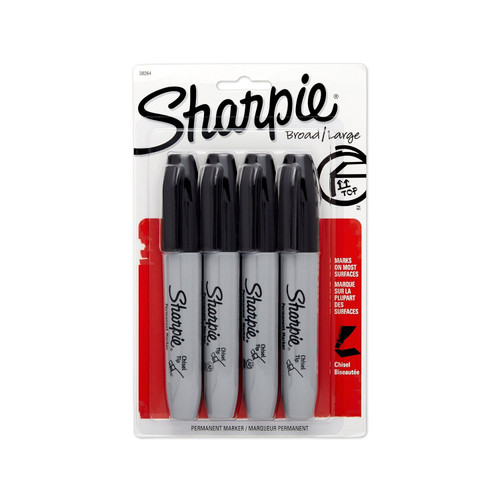 Sharpie 38264PP Chisel Tip Permanent Marker, Black, 2 pack of 4-Pack